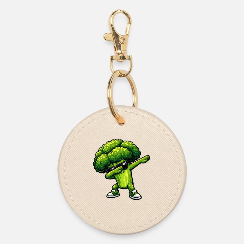 Dabbing Broccoli - Round Keyring - oyster