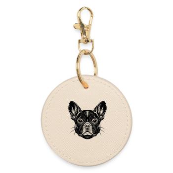 Visage de bouledogue français - Porte-clés rond - huître - Devant