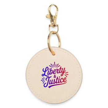 Liberty & Justice Print - Round Keyring - oyster - Front