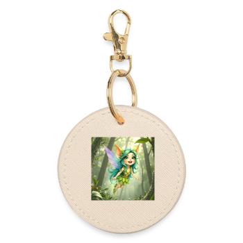 Fairy of the Emerald Forest - Round Keyring - oyster - Front