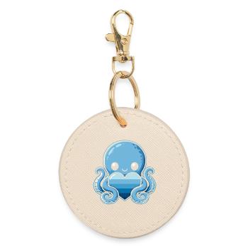 Blue Heart Octopus - Round Keyring - oyster - Front