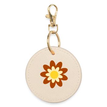 70er Jahre Blume Muster Hippie Geschenk - Runder Schlüsselanhänger - Auster - Vorne