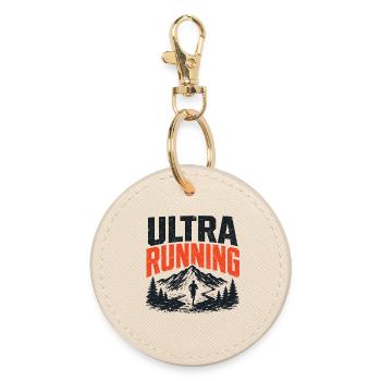 Ultra Running Mountain Trail Design - Round Keyring - oyster - Front