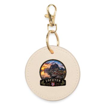 Lofoten Norway Reine Rorbu Port City Fjord - Round Keyring - oyster - Front