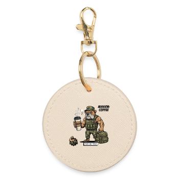 Battle-Ready Dog: Coffee Mission - Round Keyring - oyster - Front