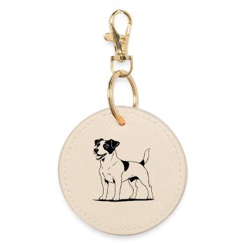 Jack Russell Terrier debout noir - Porte-clés rond - huître - Devant