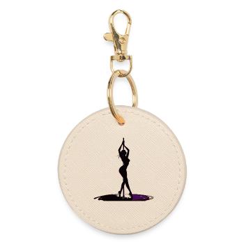 Silhouette de la femme en talons hauts en pole dance - Porte-clés rond - huître - Devant