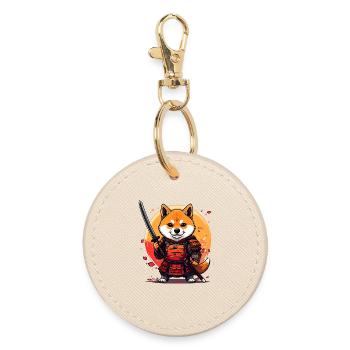 Shiba Inu Samurai in armor design - Round Keyring - oyster - Front