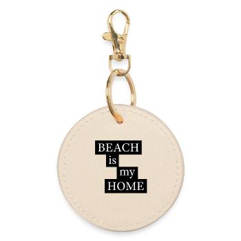 Beach Is My Home Strand Spruch - Runder Schlüsselanhänger - Auster - Vorne
