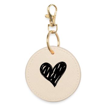 Heart - Round Keyring - oyster - Front