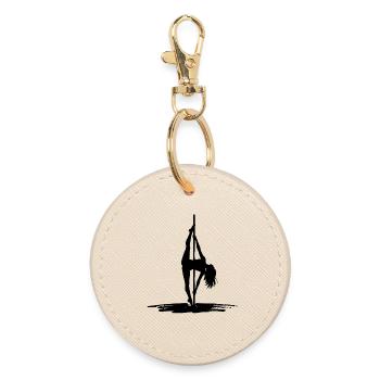 Sexy Pole Dance Silhouette – Athletisch & Elegant - Runder Schlüsselanhänger - Auster - Vorne