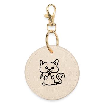 Chat - Porte-clés rond - huître - Devant