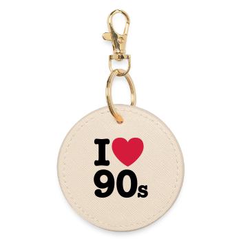 I love 90's - Round Keyring - oyster - Front