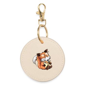 Sly Books Fox I Read I Comic Animals - Round Keyring - oyster - Front