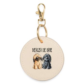 Zwei Berger de Brie - Briard - Comic - Geschenk - Runder Schlüsselanhänger - Auster - Vorne