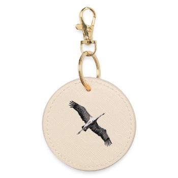 Crane flying south - Round Keyring - oyster - Front