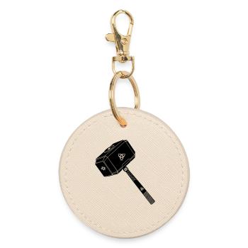 Hammer of thor Thor s with viking symbols - Round Keyring - oyster - Front