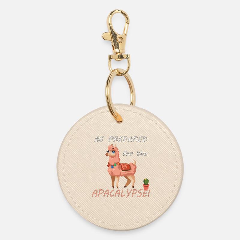 Be prepared for the alpacalypse - Round Keyring - oyster