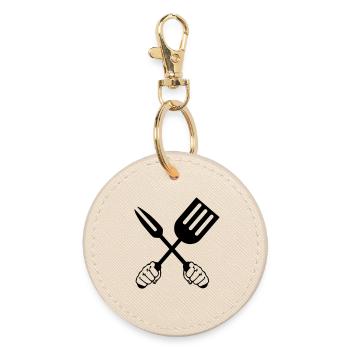 Outils de barbecue deux poings - Porte-clés rond - huître - Devant