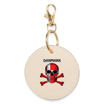 Skull Jolly Roger Pirate Flag Danmark R6Z - Runder Schlüsselanhänger - Auster - Vorne