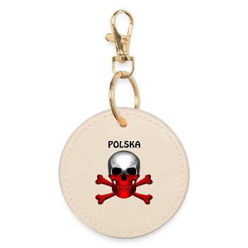Skull Jolly Roger Pirate Flag Polska R6Z - Runder Schlüsselanhänger - Auster - Vorne