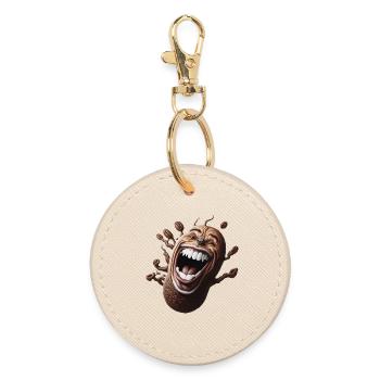 Lucky coffee bean - Round Keyring - oyster - Front