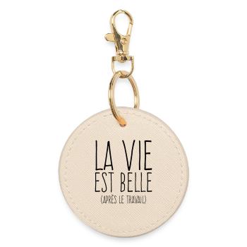 La vie est belle - Humour Travail - Porte-clés rond - huître - Devant