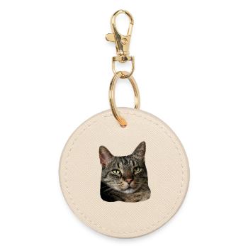 Katze Tigerkatze lustiges Katzenshirt Geschenk - Runder Schlüsselanhänger - Auster - Vorne
