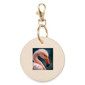 Flamingo - Runder Schlüsselanhänger - Auster - Vorne