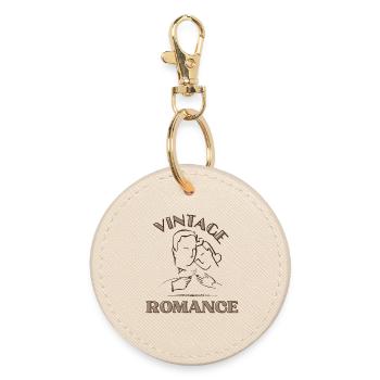 Vintage Kiss Line Art Romance - Round Keyring - oyster - Front