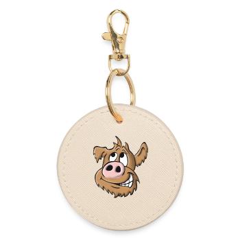 Pig dog naughty - Round Keyring - oyster - Front