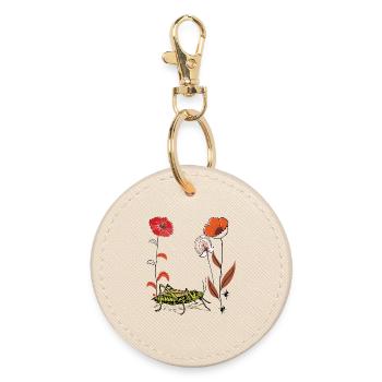 Gartenblume mit Grashüpfer und Ameisen - Runder Schlüsselanhänger - Auster - Vorne