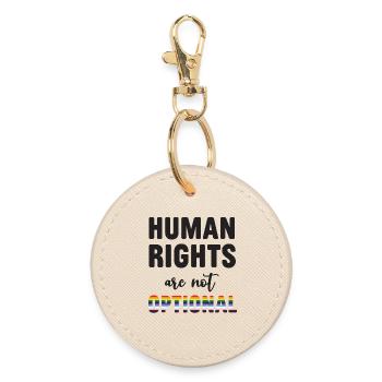 LGBT Pride Month - Human Rights Are Not Optional - Round Keyring - oyster - Front