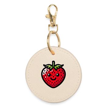 Erdbeeren Erdbeeren - Runder Schlüsselanhänger - Auster - Vorne