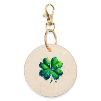 Trèfle à quatre feuilles - Porte-clés rond - huître - Devant
