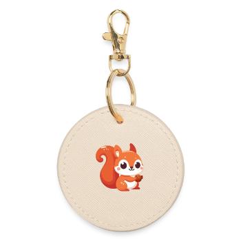 Chibi Squirrel Kawaii - Round Keyring - oyster - Front