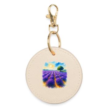 Lavender field - Round Keyring - oyster - Front