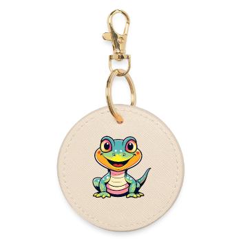 Cute Dino - Runder Schlüsselanhänger - Auster - Vorne