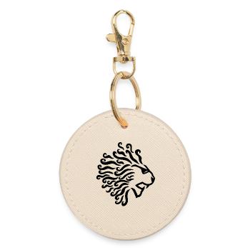 Black Lion and Sunglasses - Round Keyring - oyster - Front
