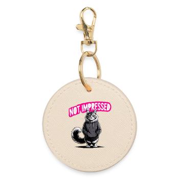 Not Impressed Cat Hoodie - Round Keyring - oyster - Front