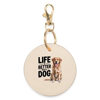 La vie est meilleure avec un chien - Porte-clés rond - huître - Devant
