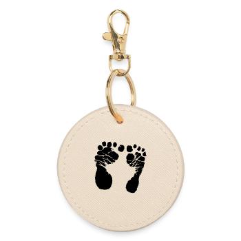 Empreinte de bébé – Premiers pas pour le cœur - Porte-clés rond - huître - Devant
