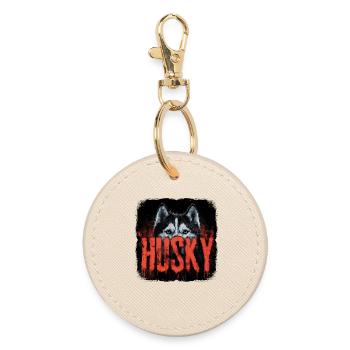 Chien husky – Hunde Portrait Design - Porte-clés rond - huître - Devant