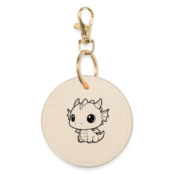 Mignon bébé dragon | Vecteur kawaii et câlin - Porte-clés rond - huître - Devant
