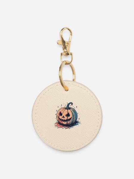 Kürbis Neon Halloween JackoLantern - Runder Schlüsselanhänger - Auster