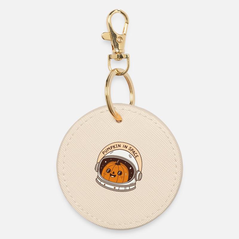 Space Astronaut Pumpkin - Round Keyring - oyster