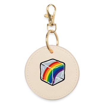 Rainbow in cube - Round Keyring - oyster - Front