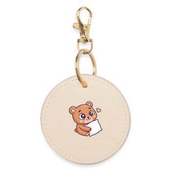 Ourson Doux Câlin Cœur - Porte-clés rond - huître - Devant
