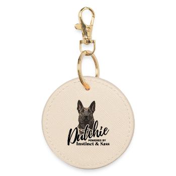 Dutch Shepherd – Dutchie - Runder Schlüsselanhänger - Auster - Vorne