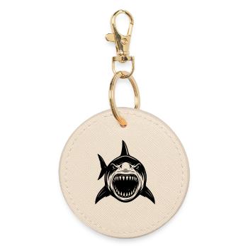 Weißer Hai Shark Attack Angriff  - Runder Schlüsselanhänger - Auster - Vorne